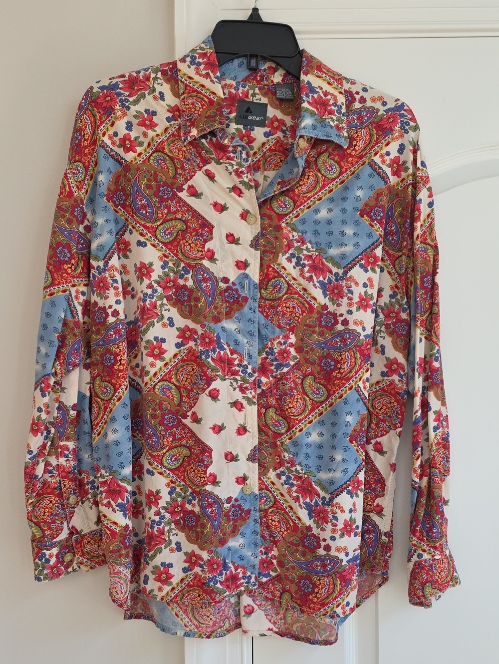 Lizwear Vtg Boho Paisley Floral Button-Down Top - Multicolor